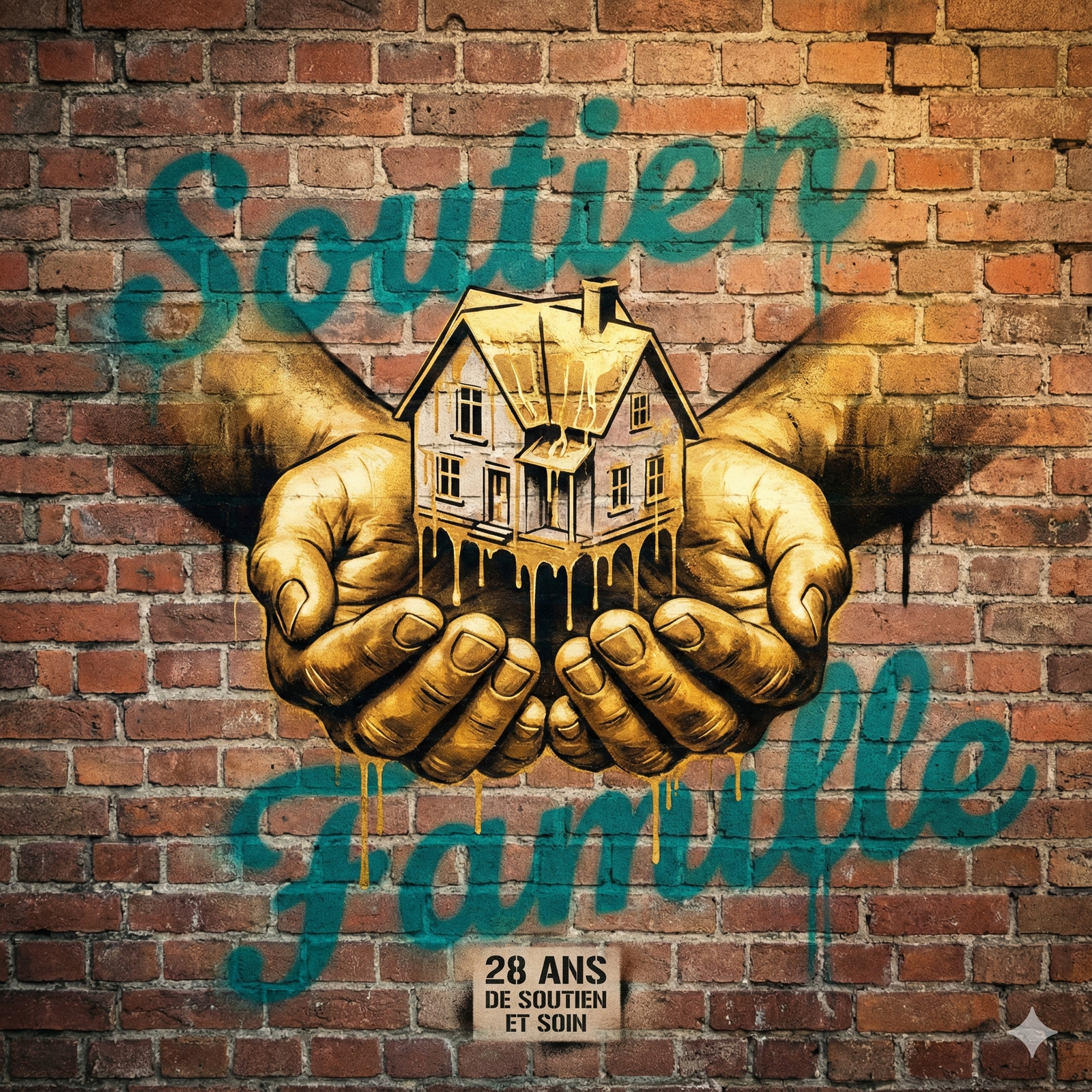 Mains soutenant une famille - Symbole métier TISF