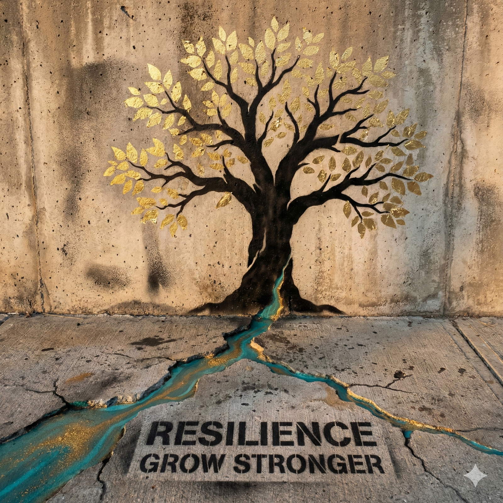 Arbre résilient poussant dans le béton - Symbole Sophrologie